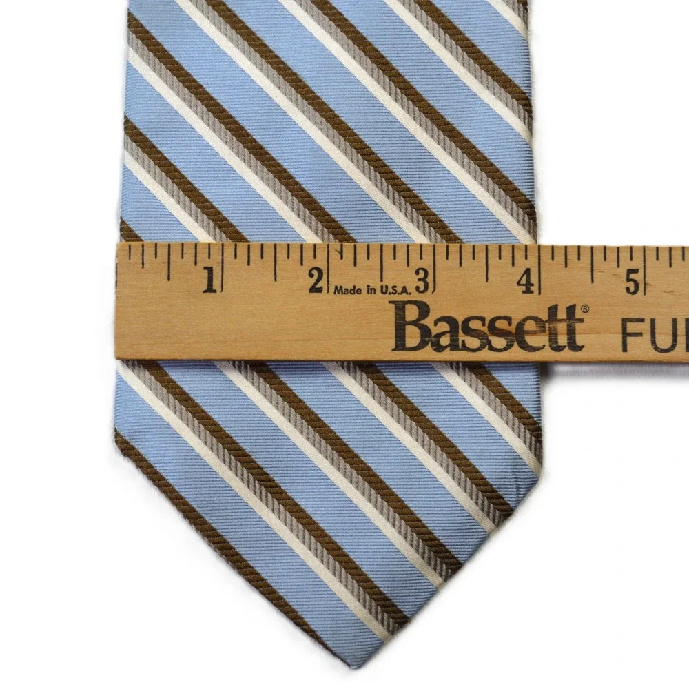 Brooks Brothers Makers Silk Rep Tie Blue Striped Woven Italy Made in USA